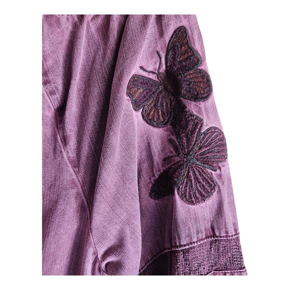 STANDARD GRACE M Boho Blouse On Off Shoulder Embroidered Frayed Hem Tencel 38" - Picture 6 of 11